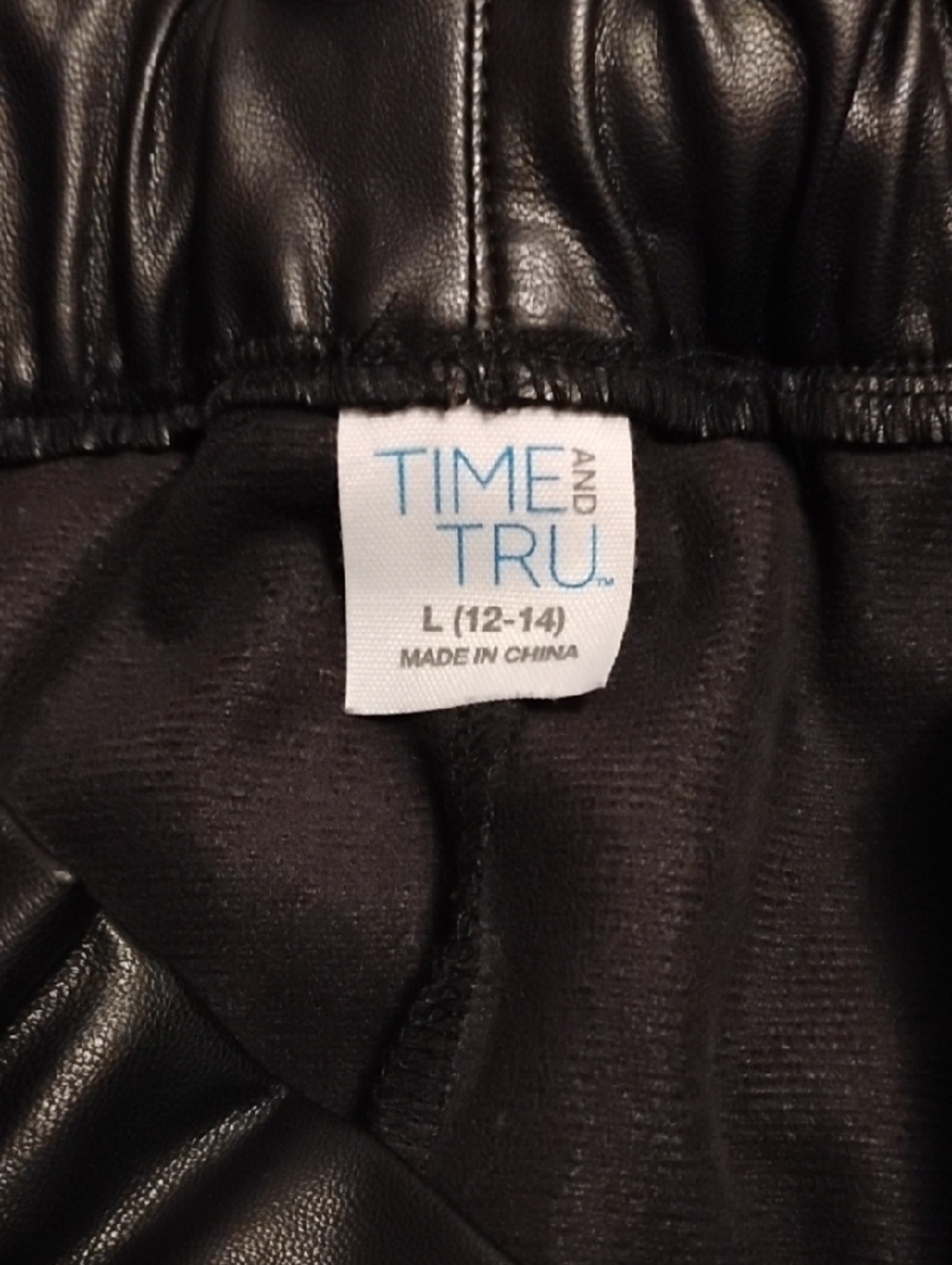 Time and Tru Black Faux Leather Paperbag Tie Mini Skirt - Picture 9 of 10